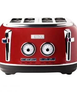 Deals ???? Haden Dorset 4-Slice Stainless Steel Toaster | Red Red ????