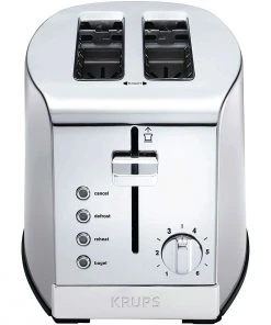 Outlet ???? Krups 2-Slice Breakfast Toaster | Brushed Chrome & Stainless Steel Chrome ⭐