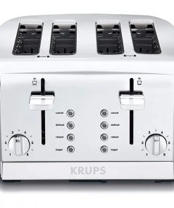 New ✨ Krups 4-Slice Breakfast Toaster | Brushed Chrome & Stainless Steel Stainless Steel ⌛