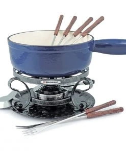 Flash Sale ???? Swissmar Lugano 9-Piece Cast Iron Fondue Set | Deep Blue Blue, Navy Blue ????