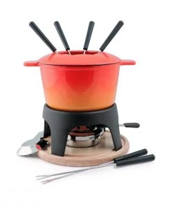 Promo ???? Swissmar Sierra 11-Piece Cast Iron Fondue Set | Orange Orange ????
