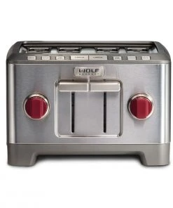 Best Pirce ❤️ Wolf Gourmet 4-Slice Toaster | Red Knobs Red, Stainless Steel ????