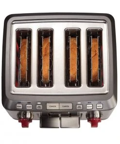 Best Pirce ❤️ Wolf Gourmet 4-Slice Toaster | Red Knobs Red, Stainless Steel ???? -KitchenAid Sales Store wgtr114s toast thin